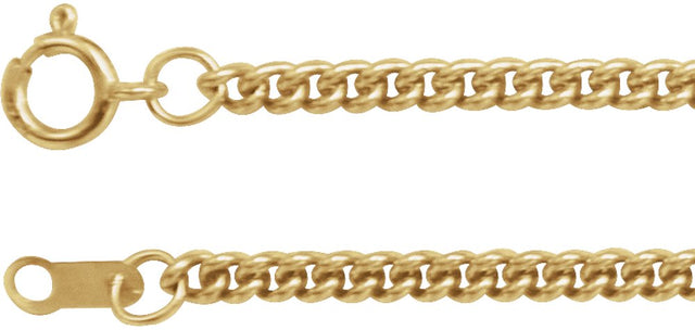 14K Yellow Gold 2.25 mm Curb 18" Chain
