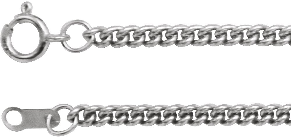 14K White Gold 2.25 mm Curb 18" Chain