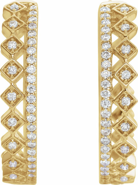 14K Yellow 1/4 CTW Natural Diamond Geometric 18.75 mm Hoop Earrings