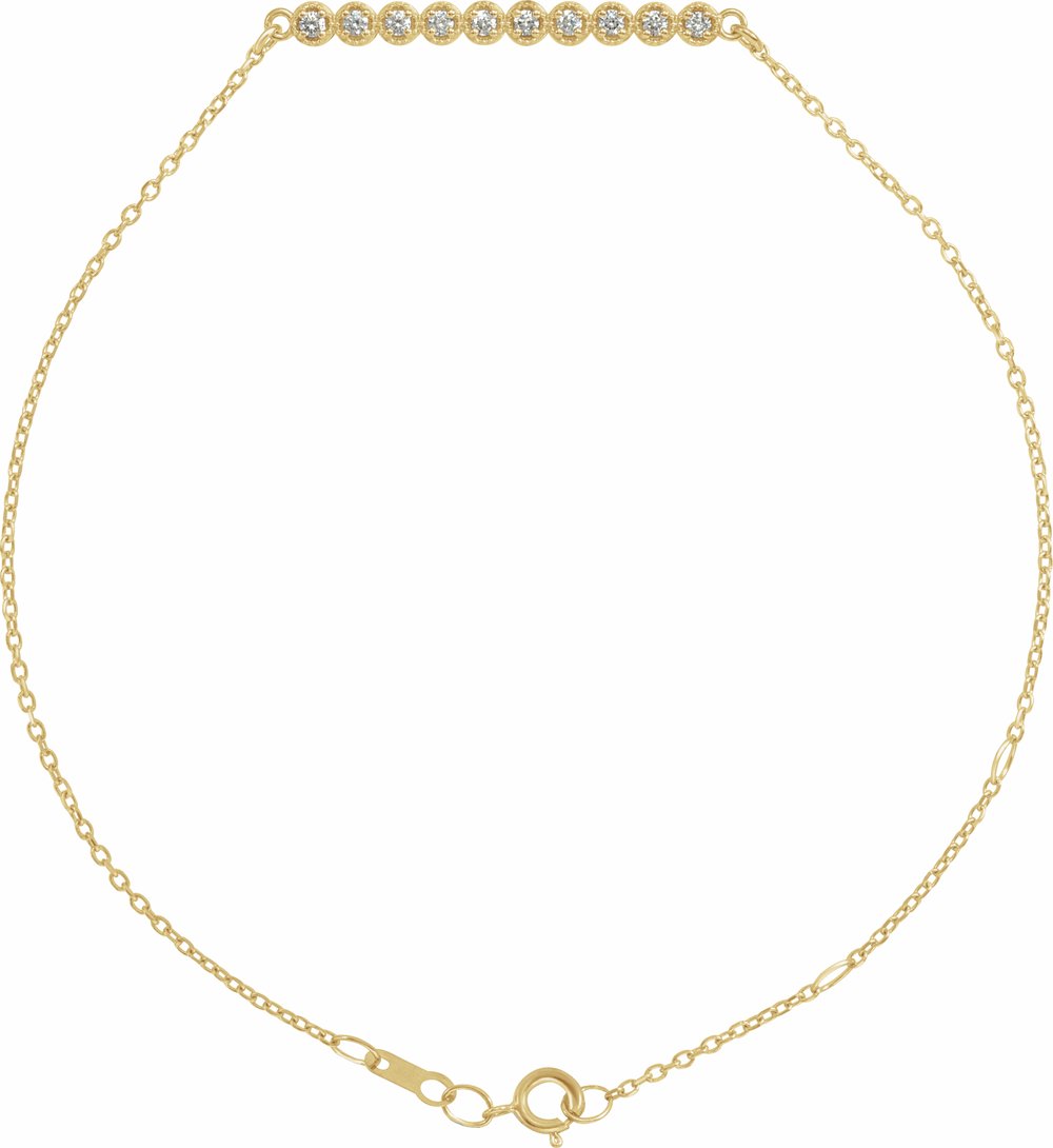 14K Yellow Gold 1/8 CTW Natural Diamond Bar 6 1/2-7 1/2" Bracelet