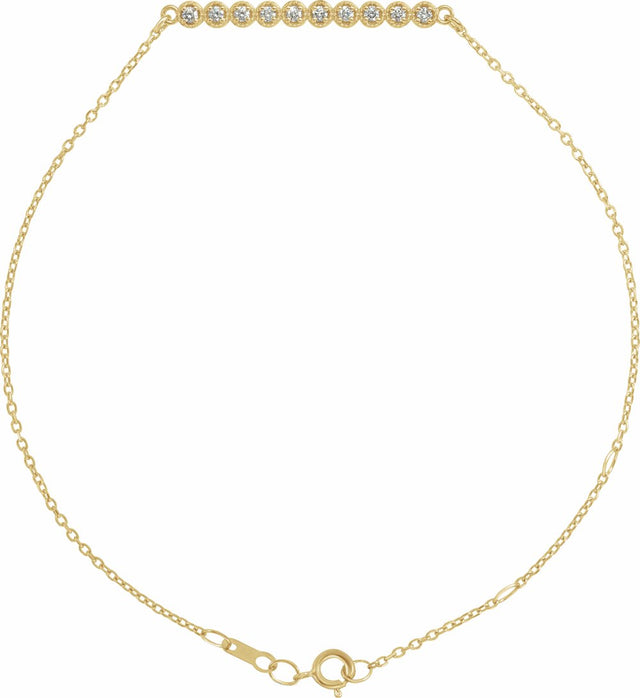 14K Yellow Gold 1/8 CTW Natural Diamond Bar 6 1/2-7 1/2" Bracelet