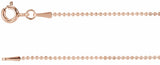 14K Rose Gold 1 mm Hollow Bead 18" Chain