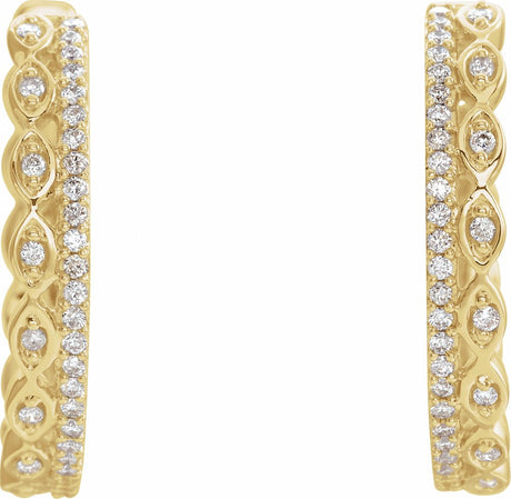 14K Yellow 1/4 CTW Natural Diamond Geometric 19.4 mm Hoop Earrings