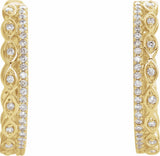 14K Yellow 1/4 CTW Natural Diamond Geometric 19.4 mm Hoop Earrings