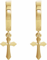 14K Yellow 20.1 mm Cross Hinged Hoop Earrings