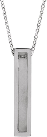 14K White Gold Engravable Sculptural Bar 16-18" Necklace