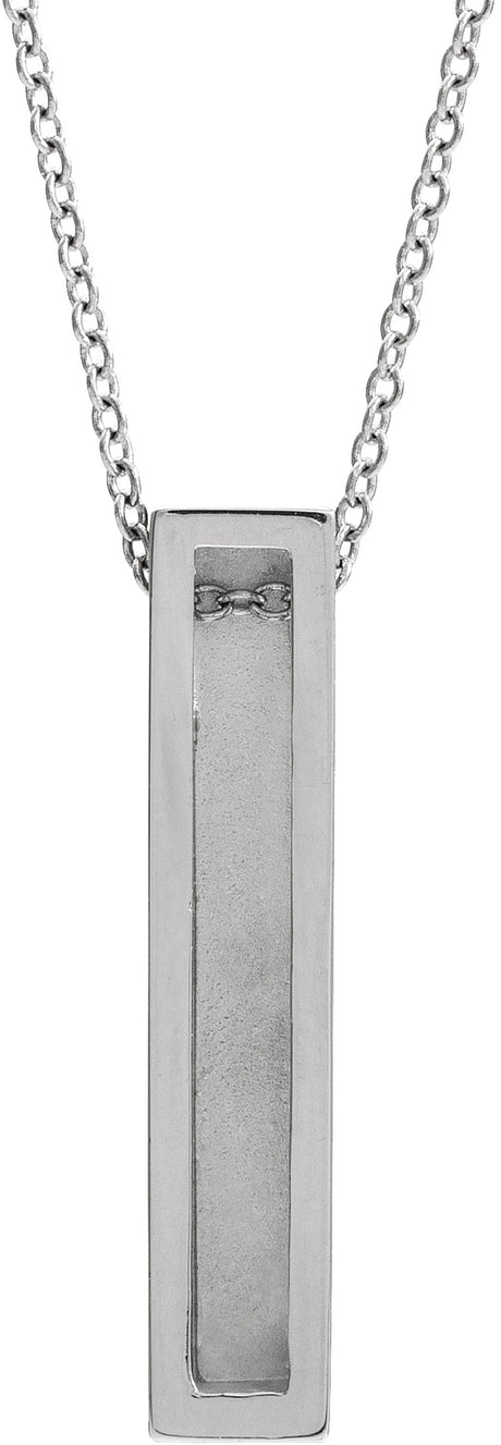 14K White Gold Engravable Sculptural Bar 16-18" Necklace