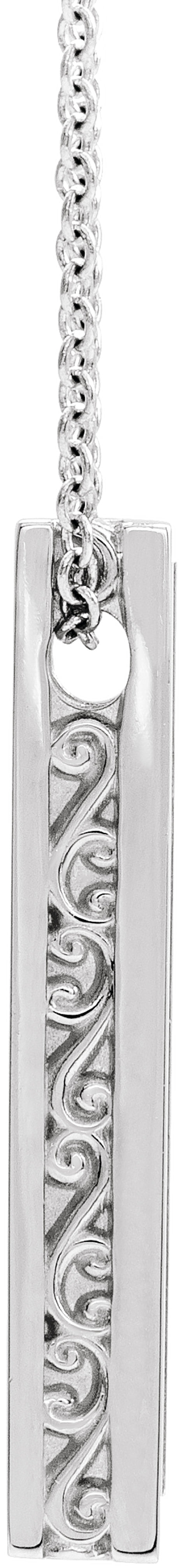 14K White Gold Engravable Sculptural Bar 16-18" Necklace