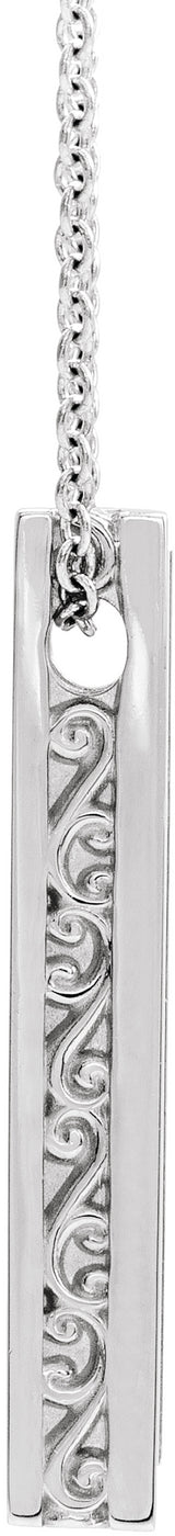 14K White Gold Engravable Sculptural Bar 16-18" Necklace