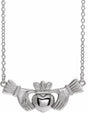14K White Gold Claddagh 18" Necklace