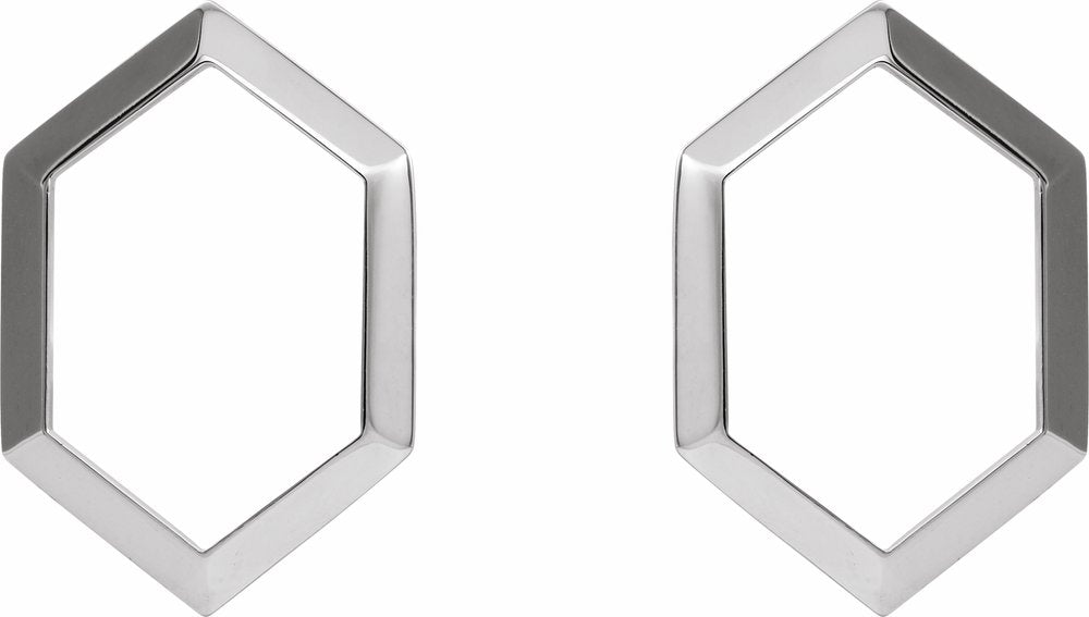 14K White Geometric Drop Earrings