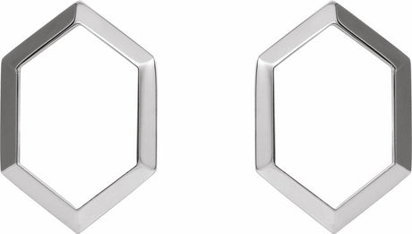 14K White Geometric Drop Earrings