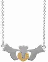 14K White/Yellow Claddagh 18" Necklace