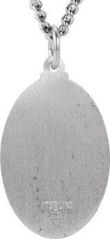 Sterling Silver 23.7x16.2 mm Oval St. Jude Thaddeus 24" Necklace