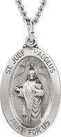 Sterling Silver 23.7x16.2 mm Oval St. Jude Thaddeus 24" Necklace