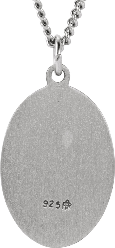 Sterling Silver 18.7x13.5 mm Oval St. Jude Thaddeus 18" Necklace