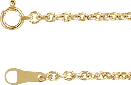 10K Yellow Gold 2.2 mm Cable 18" Chain