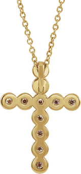 14K Yellow 1/4 CTW Natural Diamond Cross 16-18" Necklace