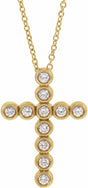 14K Yellow 1/4 CTW Natural Diamond Cross 16-18" Necklace