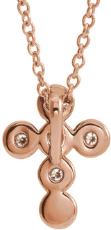 14K Rose 1/6 CTW Natural Diamond Cross 16-18" Necklace