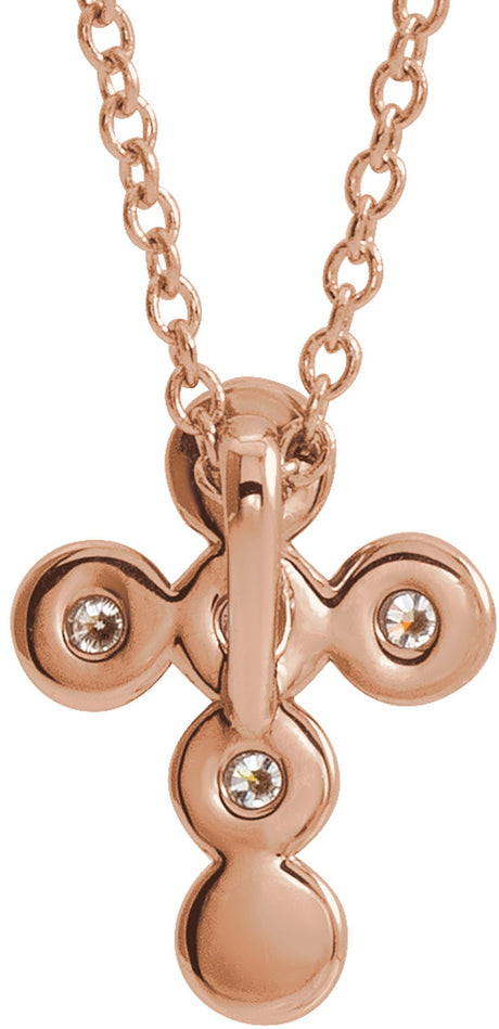 14K Rose 1/6 CTW Natural Diamond Cross 16-18" Necklace