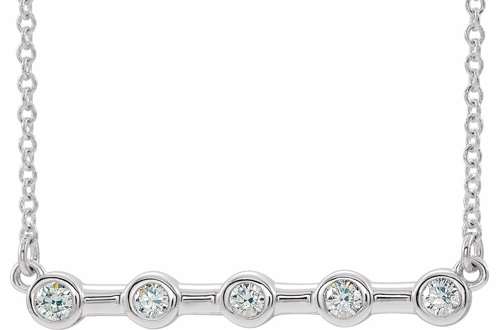 Sterling Silver 1/6 CTW Natural Diamond Bezel-Set Bar 18" Necklace