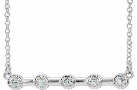 Sterling Silver 1/6 CTW Natural Diamond Bezel-Set Bar 18" Necklace