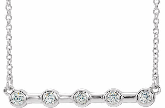 Sterling Silver 1/6 CTW Natural Diamond Bezel-Set Bar 18" Necklace
