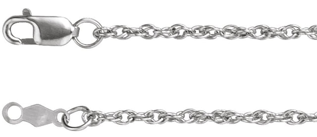 10K White Gold 1.75 mm Rope 18" Chain