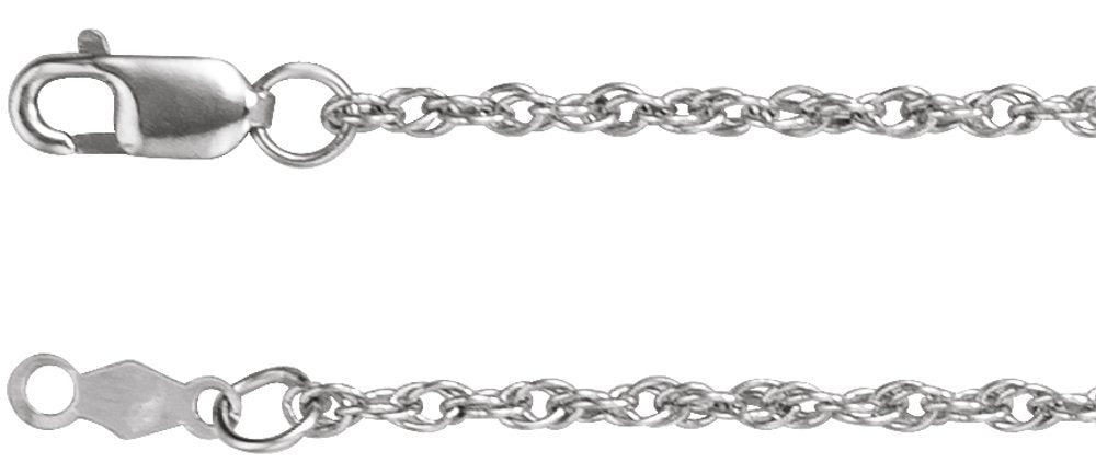 10K White Gold 1.75 mm Rope 18" Chain