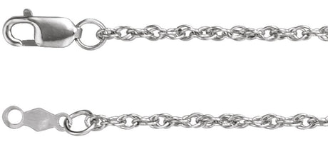 10K White Gold 1.75 mm Rope 18" Chain
