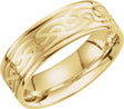 14K Yellow Gold 7 mm Celtic-Inspired Grooved Comfort-Fit Flat Band Size 8.5