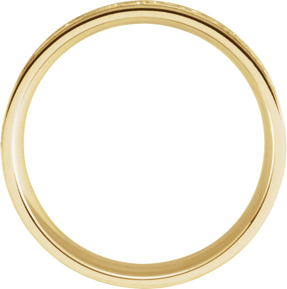 14K Yellow Gold 7 mm Celtic-Inspired Grooved Comfort-Fit Flat Band Size 8.5