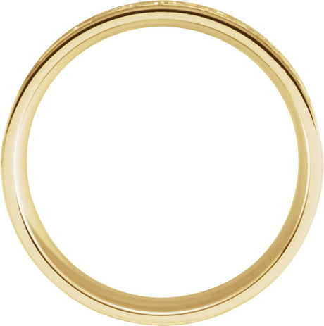 14K Yellow Gold 7 mm Celtic-Inspired Grooved Comfort-Fit Flat Band Size 8.5