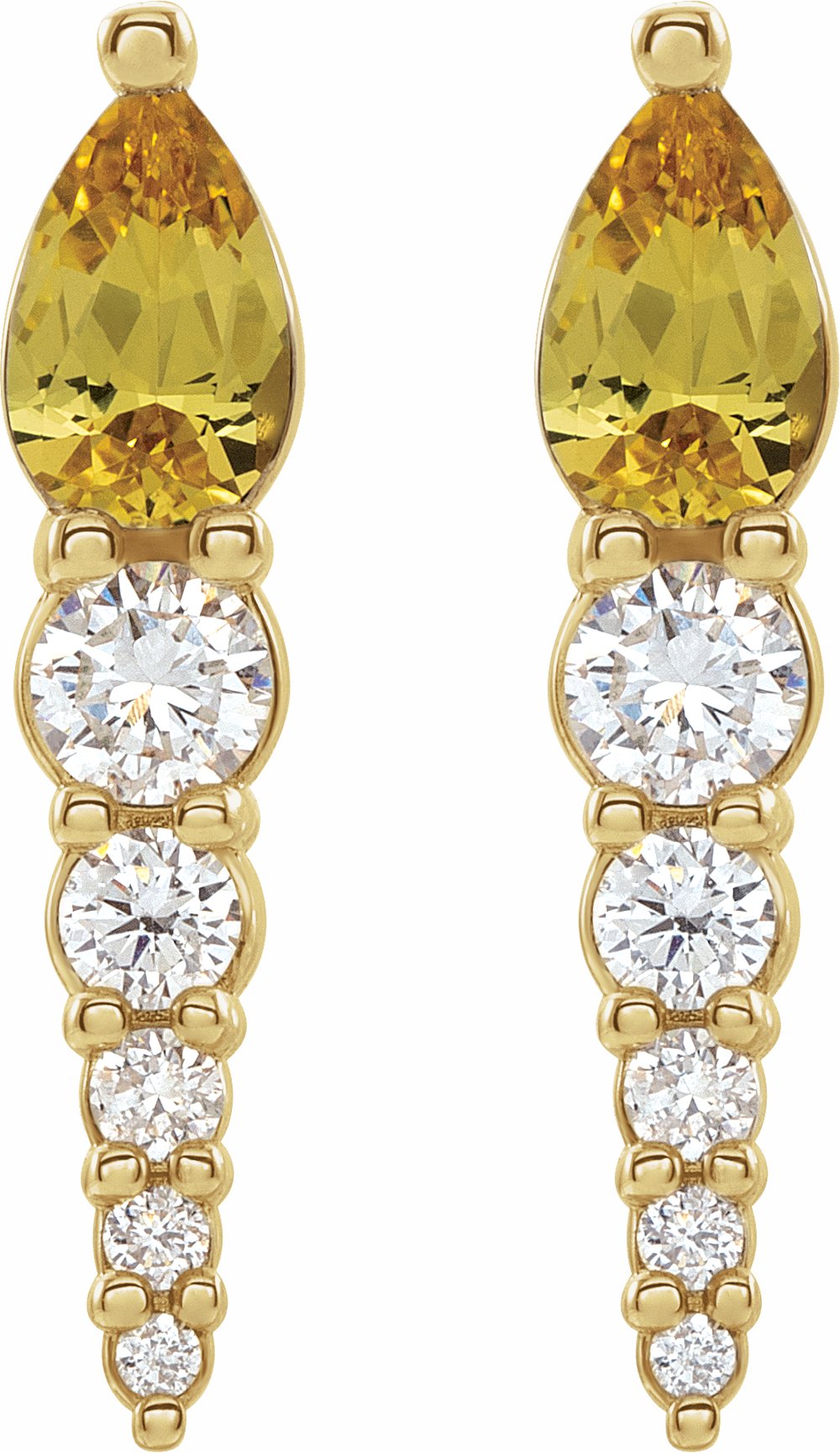 14K Yellow Natural Citrine & 1/4 CTW Natural Diamond Earrings