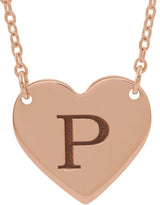 14K Rose Engravable Heart 16-18" Necklace