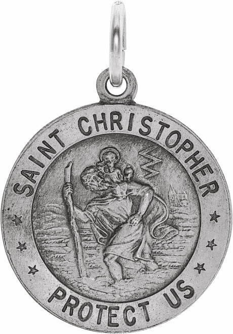 14K White 20 mm St. Christopher Medal