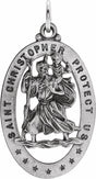 Sterling Silver 29x20 mm Oval St. Christopher Medal  