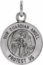 Sterling Silver 12 mm Guardian Angel Medal  