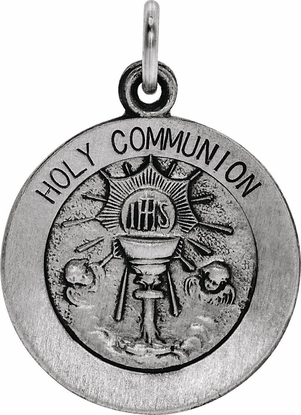 Sterling Silver 15 mm Round Holy Communion Medal