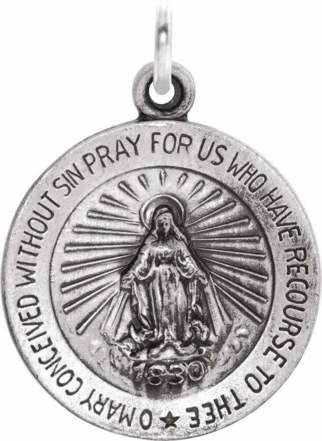 Sterling Silver 15 mm Miraculous Medal  