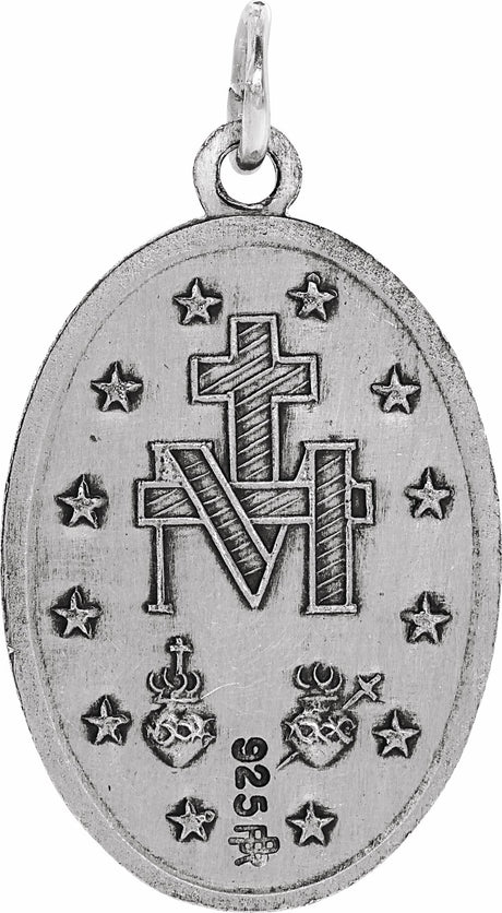 Sterling Silver 19x14 mm Oval Miraculous Medal 