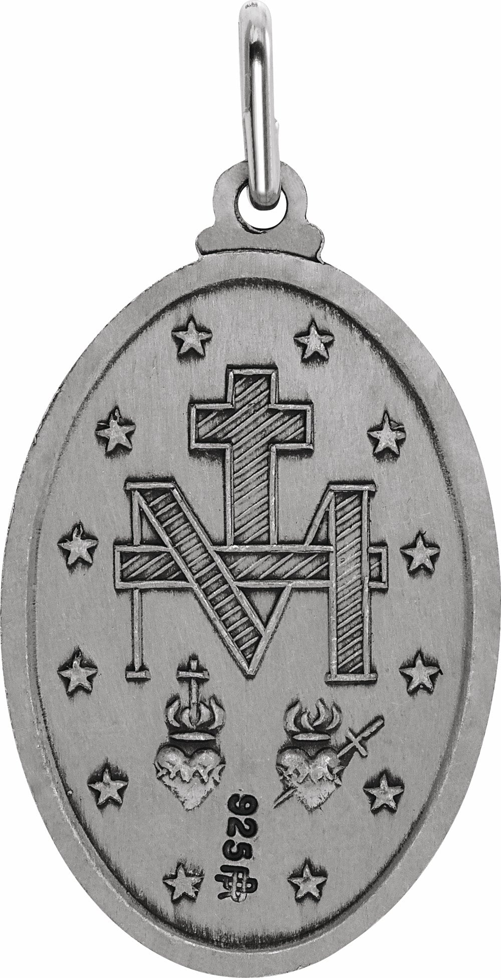 Sterling Silver 23x16 mm Oval Miraculous Medal 