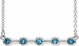 14K White Gold Natural Aquamarine Bezel-Set Bar 18" Necklace