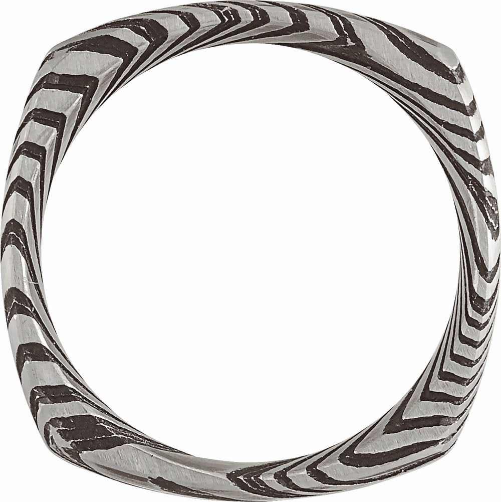 Damascus Steel 8 mm Patterned Square Band