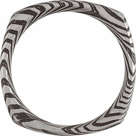 Damascus Steel 8 mm Patterned Square Band