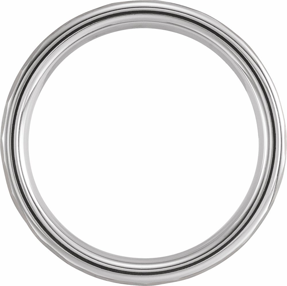 18K White Gold PVD Tungsten 6 mm Comfort-Fit Flat Band Size 7.5