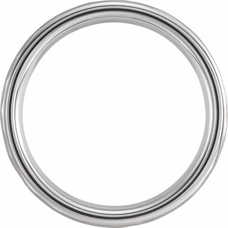 18K White Gold PVD Tungsten 6 mm Comfort-Fit Flat Band Size 7.5