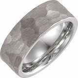 18K White Gold PVD Tungsten 8 mm Comfort-Fit Flat Band Size 7