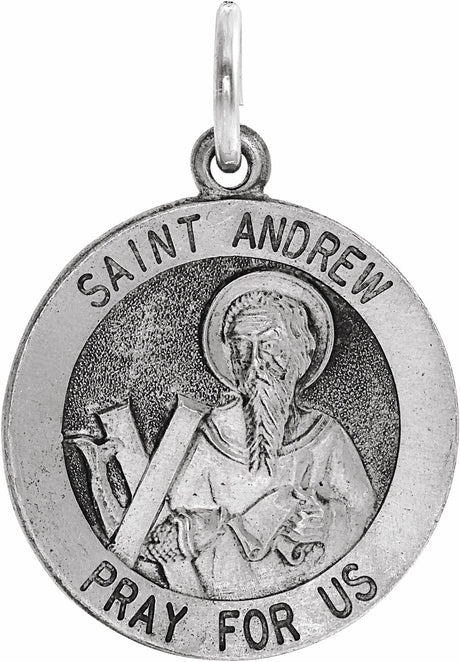 Sterling Silver 18 mm Round St. Andrew Medal  